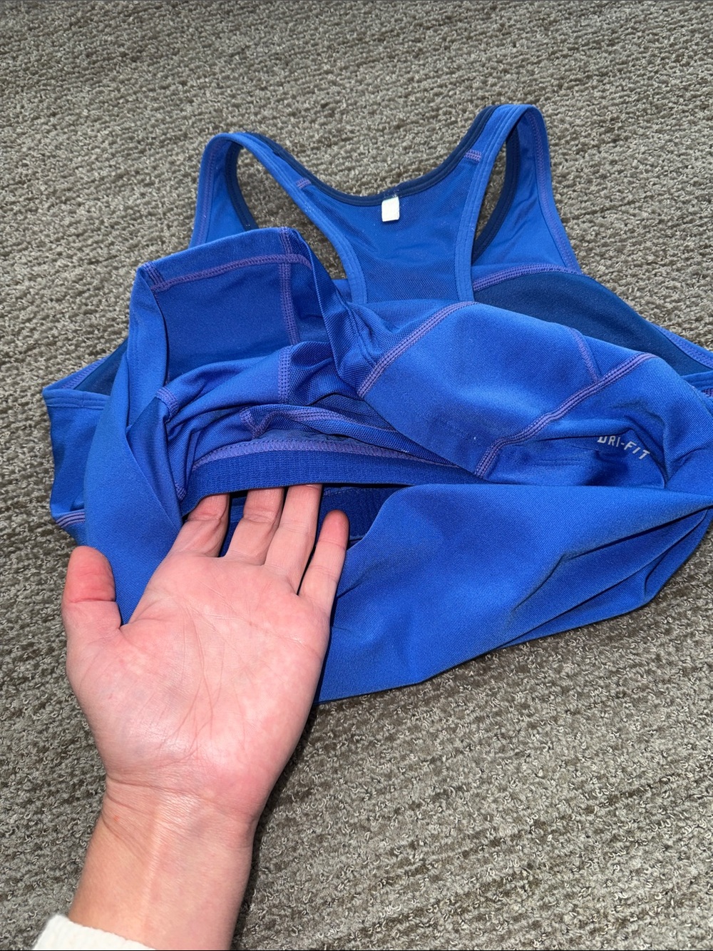 Nike Blue Racerback Athletic Tank with White Swoosh - Picture 5 of 5